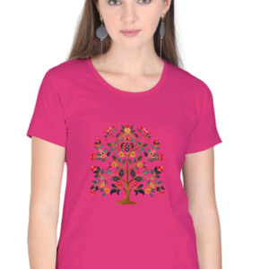Tree of Life – Vibrant Floral Art Cotton Crewneck for Women