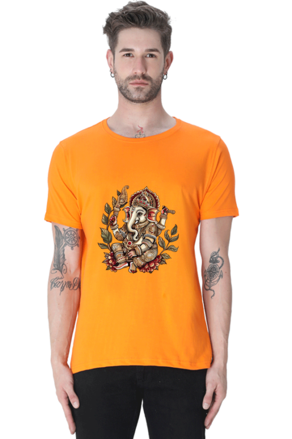 Divine Rhythm – Lord Ganesha Inspired Classic Cotton Crewneck for Men