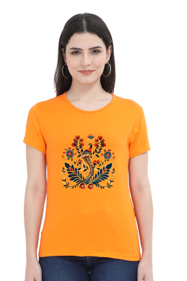 Divine Peacock Ganesha Fusion T-Shirt – Ethnic Folk Art Women’s Cotton Tee