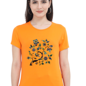 Boho Garden Bloom – Classic Cotton Crewneck for Women