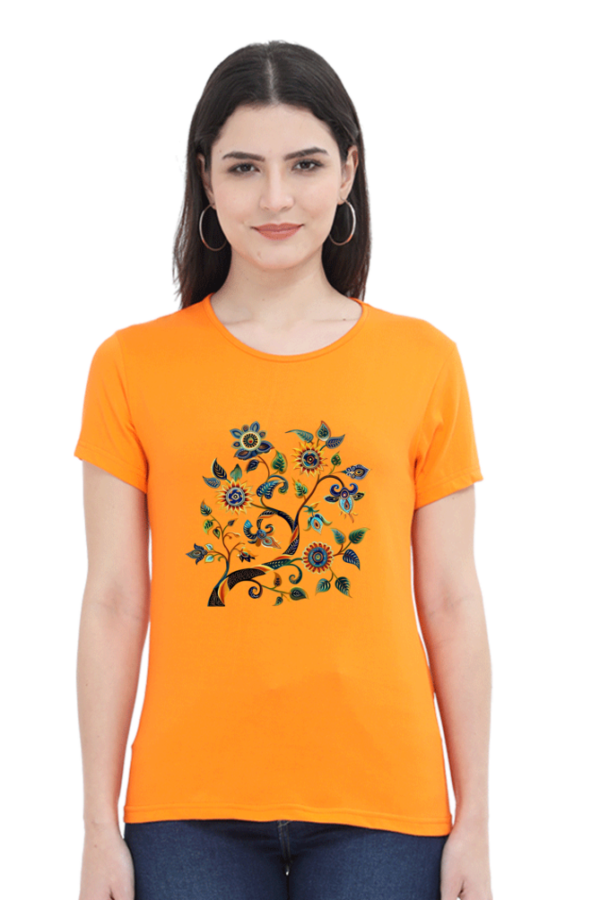 Boho Garden Bloom – Classic Cotton Crewneck for Women